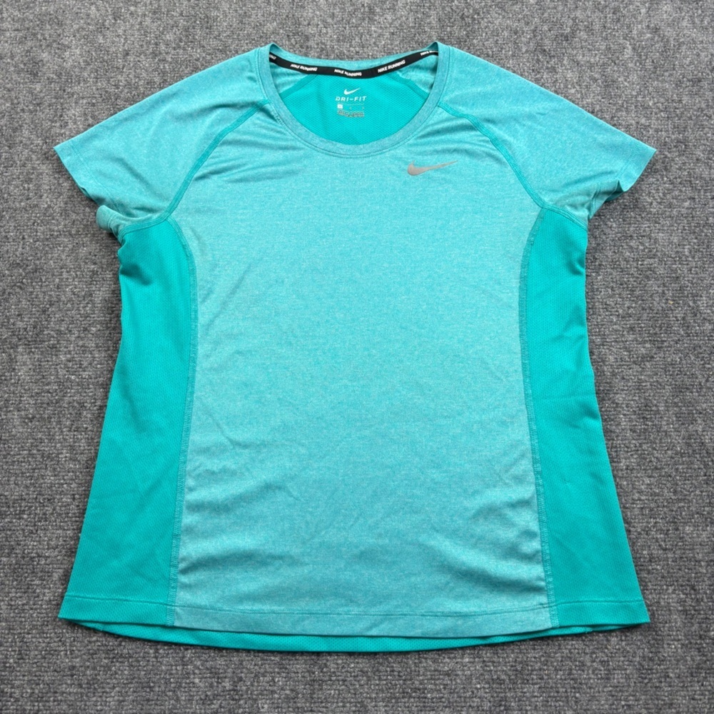 NIKE Women’s Blue Short Sleeve Dri-Fit Athletic Running Shirt size: Large